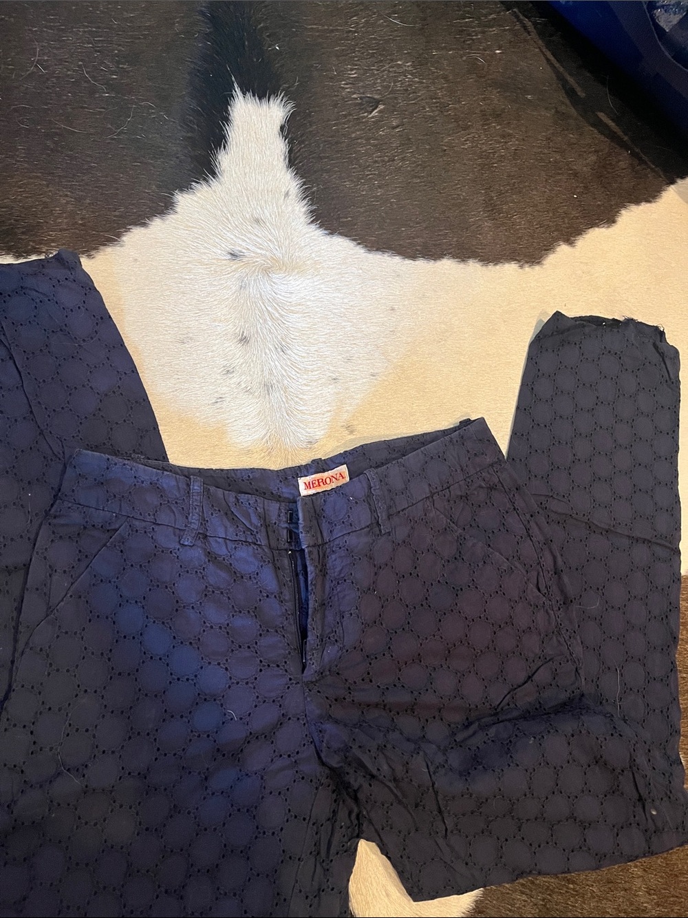 Merona Navy Quilted Eyelet Trousers